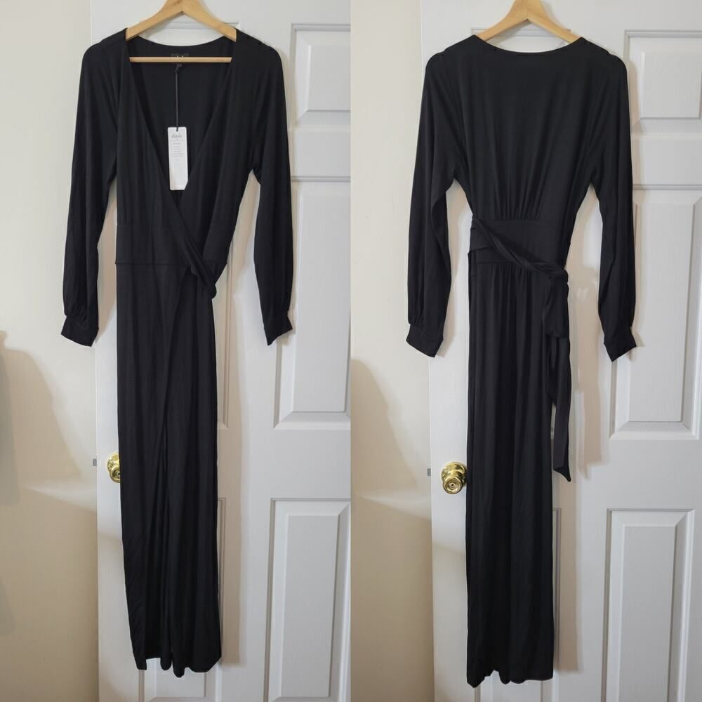 DAYO Black Maxi Wrap Dress M $189